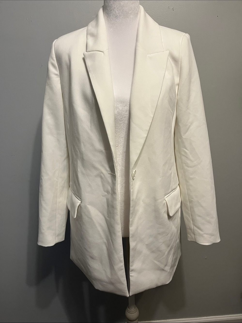 Nine West Cream Long Women's Blazer Jacket